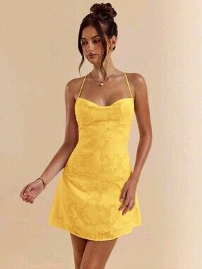BAE Bodycon Low Back Tie Strap Textured A-Line Mini Dress